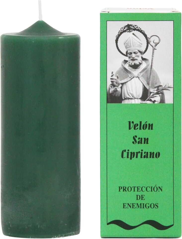 Velón Preparado de San Cipriano – Protección Espiritual y Limpieza Energética | Vela Ritualizada Contra Energías Negativas y Hechizos | Hecho a Mano con Hierbas | Incluye Instrucciones y Oración