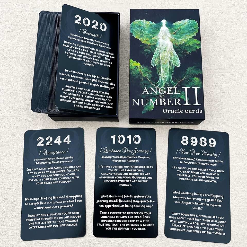 QCFQCF Tarjetas de oráculo con números de ángel, cartas de oráculo para principiantes, cartas de afirmación de números de ángel, te dice cómo vivir tu vida de la mejor manera